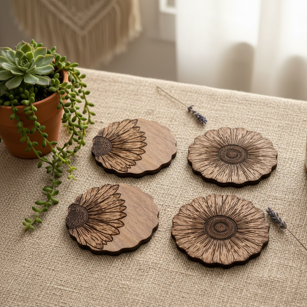 Golden Hour Sunflower Coasters